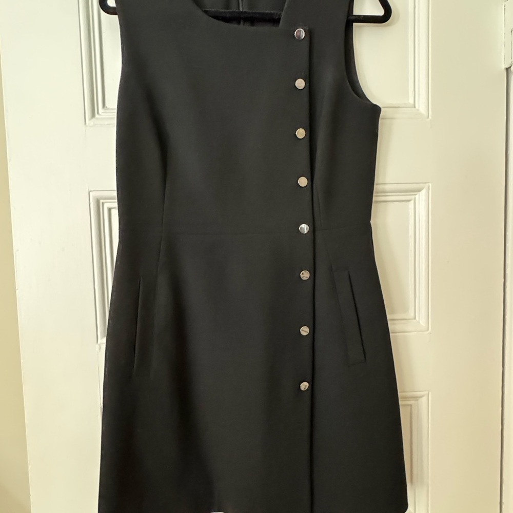 Veronica Beard Black Mini Dress with Button Detail